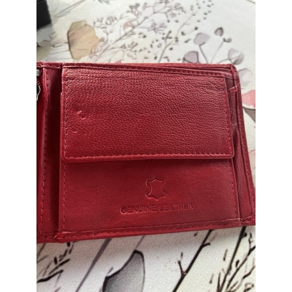 Red Genuine Leather Wallet Card Money Holder RFID Protection - Picture 4 of 7